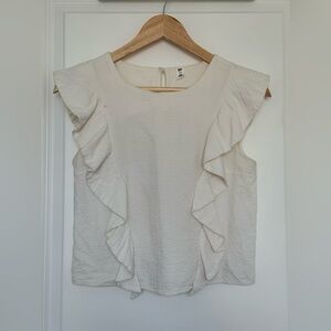 BP - White Sleeveless Ruffled Blouse